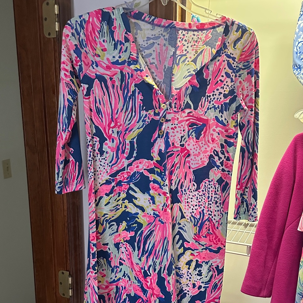 Lilly Pulitzer Pink and Blue Long Sleeve Dress